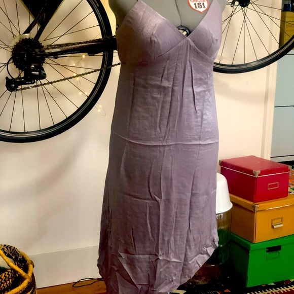 Anthropologie Moulinette Soeurs Shimmery Purple Asymmetrical Slip Dress, size12 - Picture 2 of 6
